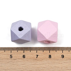 スプレー塗装ウッドヨーロッパビーズ  大穴ビーズ  ポリゴン  ミックスカラー  16x15x15mm  穴：4mm&nbsp;WOOD-F017-07