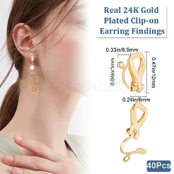 304ステンレススチール製クリップオンイヤリング金具40個  カン付き  24KGP本金メッキ  12x6x8.5mm  穴：1mm&nbsp;STAS-BBC0003-39