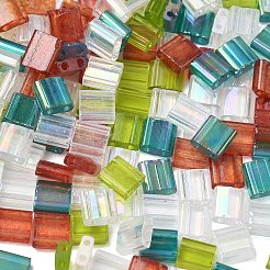 4 Colors Christmas 2-Hole Square Glass Seed Beads&nbsp;SEED-X0058-10