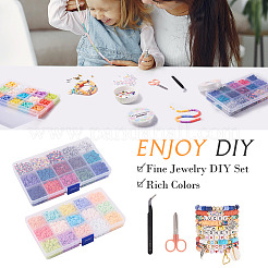 DIY プレッピー ブレスレット メイキング キット  ポリマークレイディスク、アクリルレター、プラスチックスター、天然シェルビーズを含む  ハート＆リーフ＆エンジェル＆フラミンゴ合金ペンダント  ピンセット  はさみ  ミックスカラー&nbsp;DIY-TA0008-97
