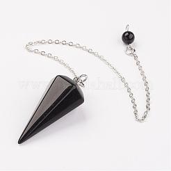 Natural Dyed & Heated Black Agate Hexagonal Pointed Dowsing Pendulums&nbsp;G-G956-D05-FF