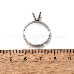 304ステンレススチールカフリング部品  4つの爪のプロングリングのセッティング  トレイ：5x5mm  3mm  内径：17mm&nbsp;STAS-D372-01P-05