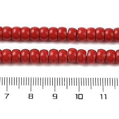 染色された合成サンゴビーズ連売り  ロンデル  ファイヤーブリック  6x4mm  穴：0.8mm  約103個/連  15.75''（40センチメートル）&nbsp;CORA-P010-05B