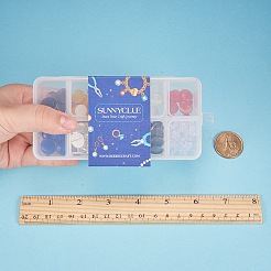 DIYピアス作り  猫の目のカボション付き  真鍮のスタッドピアスのパーツと透明なプラスチック製のピアスキャッチ  ミックスカラー  13.5x7x3cm&nbsp;DIY-SC0004-63
