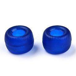 透明プラスチックビーズ  艶消し  バレル  ダークブルー  9x6mm  穴：3.8mm&nbsp;X-KY-T025-01-A01