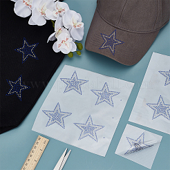 星型ガラスホットフィックスラインストーン  アップリケの鉄  衣装の襟のアクセサリー  ブルー  190x170x1mm&nbsp;DIY-WH0558-99A