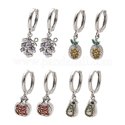 Brass Cubic Zirconia Hoop Earrings&nbsp;EJEW-Q015-02P