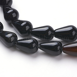 Grade A Natural Black Onyx Beads Strands&nbsp;G-G731-06-12x8mm-01