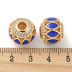 合金エナメルヨーロピアンビーズ  ラインストーン付き  大穴ビーズ  ロンデル  ゴールドカラー  14.5x13mm  穴：4.5mm&nbsp;FIND-E044-19G