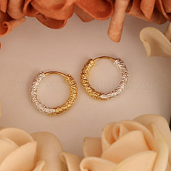 Two Tone Color Brass Textured Ring Huggie Hoop Earrings for Women&nbsp;WGBED22-01