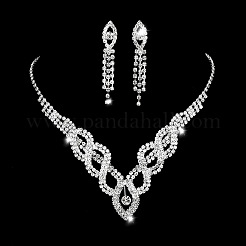 Twist Horse Eye Brass Crystal Rhinestone Chain Necklaces & Tassel Stud Earrings &nbsp;FS-WGBEA29-02