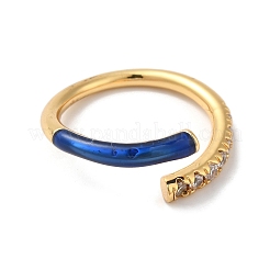 Rack Plating Brass Cubic Zirconia Open Cuff Rings for Women&nbsp;RJEW-S407-04A