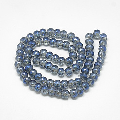 電気メッキガラスビーズセット  虹メッキ  多面カット  ラウンド  スチールブルー  10x8mm  穴：1.5mm  約80本/ 25.3インチ&nbsp;LS-EGLA-S148-10mm-01