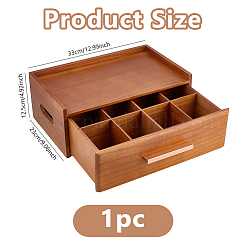 8グリッド木製ティーバッグ収納ボックス  長方形  サドルブラウン  330x230x125mm&nbsp;AJEW-WH0696-693