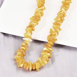 天然琥珀チップビーズネックレス  真鍮の留め金付き  19.76インチ（50.2cm）&nbsp;NJEW-L466-03C