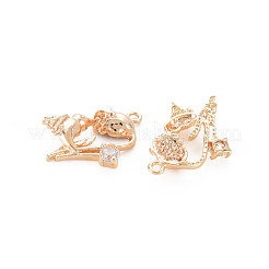 Brass Micro Pave Clear Cubic Zirconia Pendants&nbsp;KK-N232-294LG