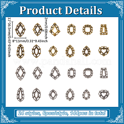 144Pcs 24 Styles Alloy Cabochons Coonector Settings for Rhinestone&nbsp;FIND-PH0028-92
