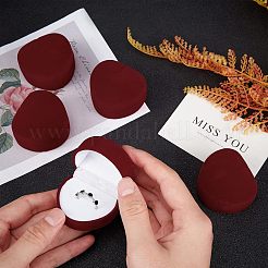 ハート形のベルベットリングボックス  バレンタインデーのウェディング婚約ジュエリーギフトボックス  レッド  4.5x4.3x3.5cm&nbsp;VBOX-PH0001-01