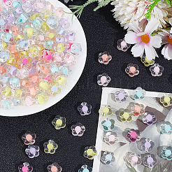 200個透明アクリルビーズ  二層ビーズ  花  ミックスカラー  13.5x13.5x8.5mm  穴：3mm&nbsp;OACR-PA0001-93