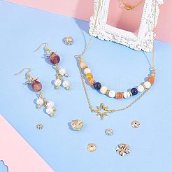 80個 8スタイル 304ステンレススチール ファンシービーズキャップ  マルチ花弁  混合花  ゴールドカラー  7~15x7~15x1.5~7mm  穴：1~1.5mm  10個/スタイル&nbsp;STAS-UN0038-81