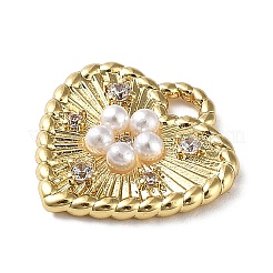 Rack Plating Brass Micro Pave Cubic Zirconia and Plastic pearl Pendants&nbsp;KK-Q786-07G