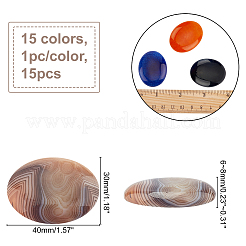 15Pcs 15 Colors Oval Dyed Natural Crackle Agate Cabochons&nbsp;G-AR0004-16