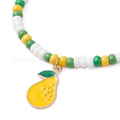 9Pcs Fruit Theme Alloy Enamel Charm Bracelets&nbsp;BJEW-MZ00206-01