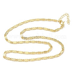 3MM Brass Textured Oval Link Chain Necklaces for Women&nbsp;NJEW-K271-11G