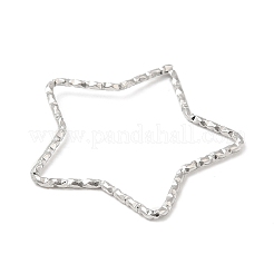変色しない304ステンレススチール製リンクリング  テクスチャ  スター  ステンレス鋼色  26x27x1mm  内径：21x24mm&nbsp;LS-STAS-Z041-11P