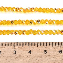 電気メッキガラスビーズセット  ロンデル  多面カット  半分メッキ  ゴールド  3.5~4x2.5~3mm  穴：1mm  約150個/連  14.80~15''（37.6~38.1センチメートル）&nbsp;GL-CBAA615-03B