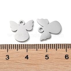 変色しない304ステンレススチールチャーム  手動研磨  天使  ステンレス鋼色  12x12.5x1mm  穴：1.6mm&nbsp;STAS-Q303-25P
