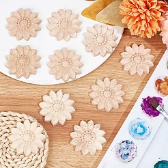 木彫りアンレーアップリケクラフト  未塗装アンレー家具家の装飾  花  48~50x7.5mm&nbsp;LS-WOOD-WH0034-11B