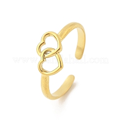 Heart 304 Stainless Steel Open Cuff Rings&nbsp;RJEW-R014-03G-01