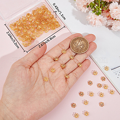 200個の真鍮ビーズキャップ  長持ちメッキ  カドミウムフリー＆ニッケルフリー＆鉛フリー  花  6花びら  18KGP本金メッキ  6.5x3.5mm  穴：1mm&nbsp;KK-BBC0012-40