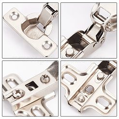 鉄製ヒンジ4個  ワードローブドアアクセサリー  ステンレス鋼色  84.7x50x25.5mm  穴：4mmと4.4x7.7mm&nbsp;FIND-GF0002-40