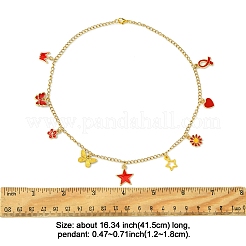 Star Flower Butterfly Ribbon Crown 304 Stainless Steel Cable Chain Necklaces&nbsp;NJEW-FS00010