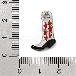 304ステンレスペンダント  エナメル  カウボーイブーツチャーム  プラチナ  21.5x13x5mm  穴：2mm&nbsp;SA-CBAA487-35P