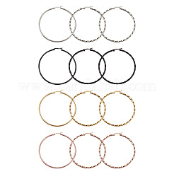 ステンレス製のフープピアス  リング  ミックスカラー  60mm  8のペア/セット&nbsp;STAS-TA0001-17