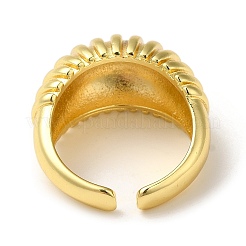 Rack Plating Brass Open Cuff Rings Ribbed Finger Ring&nbsp;RJEW-M162-23G