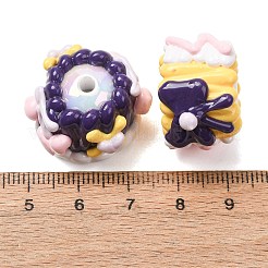不透明なアクリルエナメルビーズ  手描きのビーズ  カップケーキ  ミックスカラー  15~15.5x21~25x21~25mm  穴：3.3mm&nbsp;AC-CBA9912-01