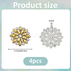 スパンコールとラインストーンのアクセサリー4個  花嫁のベルトに使用  ウエストラップアクセサリー  黄水仙  55x6mm&nbsp;FIND-FH0012-19C