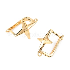 シェグレイス 真鍮製フープピアス金具  スター  カン付き  カドミウムフリーと鉛フリー＆ニッケルフリー  18KGP本金メッキ  18x12x16mm  穴：1mm  ピン：1mm&nbsp;XGRQ79307-948G