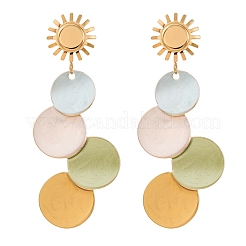 304 Stainless Steel Dangle Stud Earrings&nbsp;EJEW-T054-09G