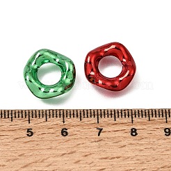アクリルヨーロッパビーズをめっきします  大穴ビーズ  ウェーブドーナツ  ミックスカラー  15.5x15.5x4mm  穴：7mm  約410個/セット&nbsp;AC-CBA9284-03
