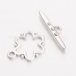 合金マンテル  鉛フリー及びカドミウムフリー  アンティークシルバー  花：19x15x1.5mm  穴：2mmバー：24x6x4mm  穴：2mm&nbsp;LS-EA777Y