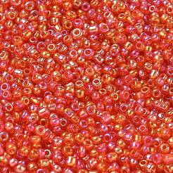 ラウンドガラスシードビーズ  透明色の虹  ラウンド  レッド  12/0  2mm  穴：1mm  約30000個/ポンド&nbsp;SEED-A007-2mm-165