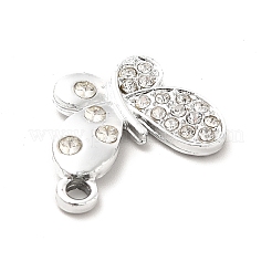 合金ラインストーンペンダント  プラチナトーンのバタフライチャーム  クリスタル  16x19x3mm  穴：2mm&nbsp;ALRI-C007-47P