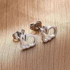 変色しにくい304ステンレススチールスタッドピアス  耳ナッツ  兎  ステンレス鋼色  8x9x2mm  ピン：0.8mm&nbsp;X-EJEW-N045-04P