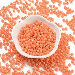 焼付塗装ガラスシードビーズ  双円錐形  サンゴ  4.5x3.5mm  穴：1.4mm  約5625個/ポンド&nbsp;SEED-A032-02J
