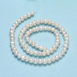 天然養殖淡水パールビーズ連売り  ポテト  ベージュ  4~5x5~5.5x4.5~5mm  穴：0.6mm  約78~79個/連  13.94インチ（35.4cm）&nbsp;PEAR-F018-13B-01